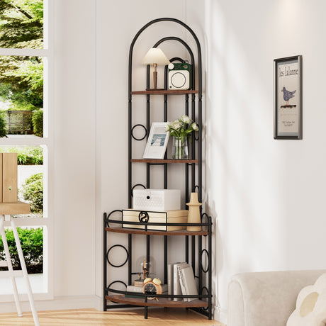 4-Tier Corner Bookshelf, Modern Style, Plant Stand with Metal Frame - V.I.P Digital Presence