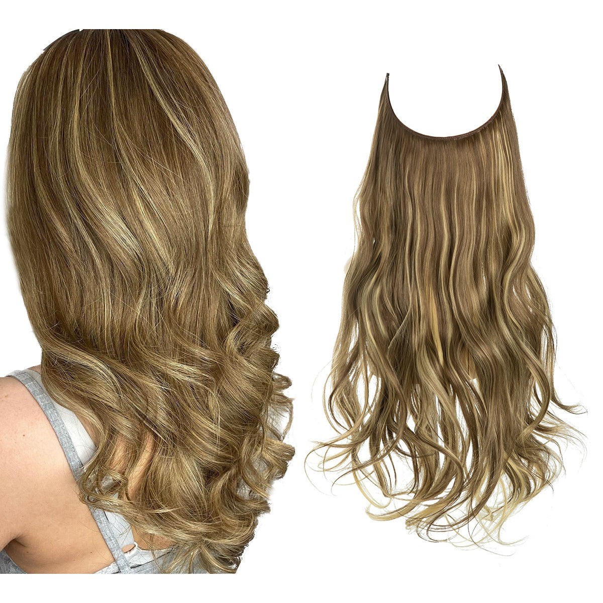 European And American Wig Piece Female Fishline Hair Extension Piece Chemical Fiber Matte High Temperature Silk Long Curly Human Hair - V.I.P Digital Presence