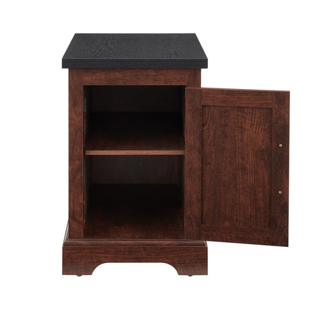 Farmhouse tea table bedside table rectangular farmhouse tea table with barn door and adjustable storage rack OAK - V.I.P Digital Presence