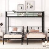 Twin over Twin & Twin Bunk Beds for 3, Twin XL over Twin & Twin Bunk Bed Metal Triple Bunk Bed, Black - V.I.P Digital Presence