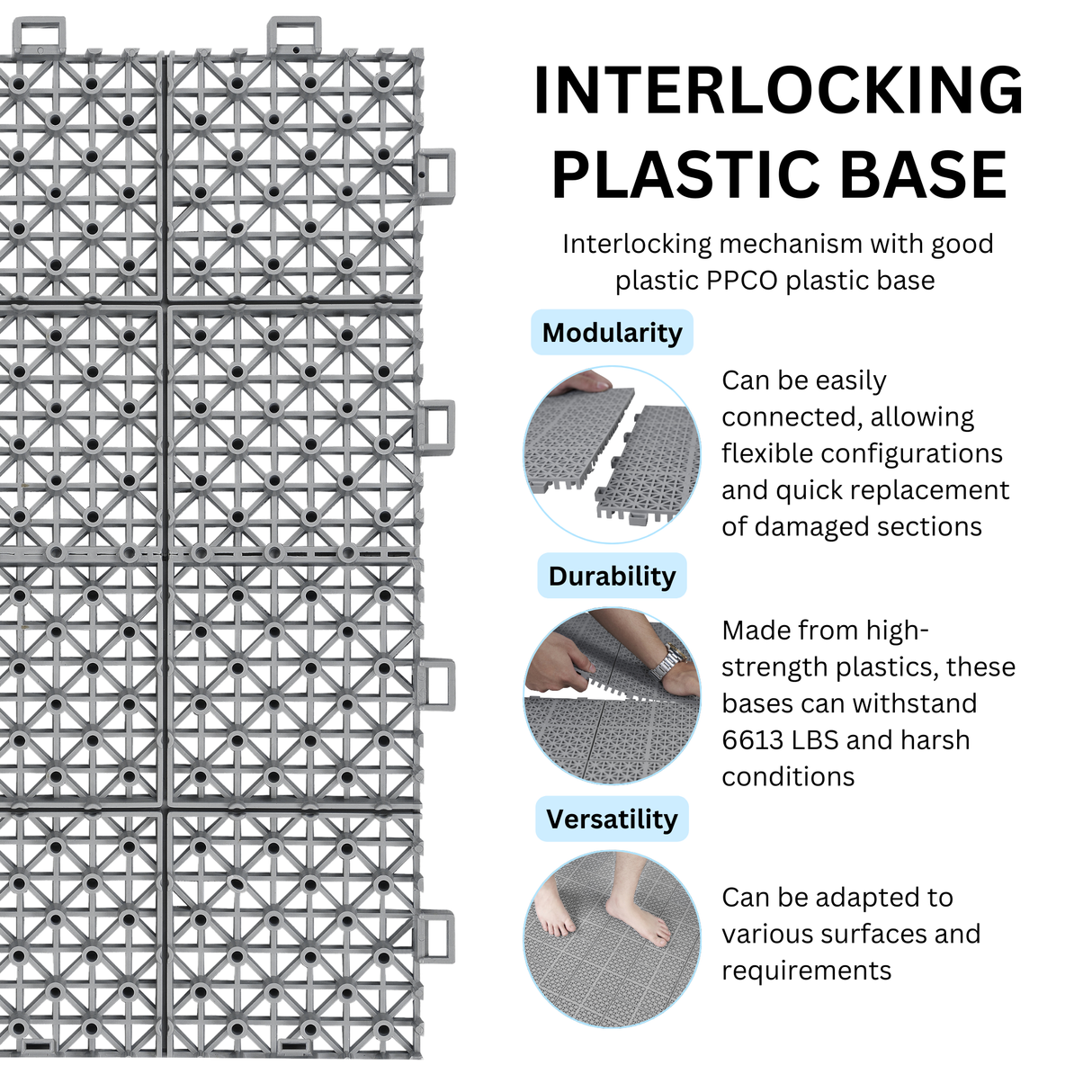 12 x 12 inch gray interlocking deck tiles, plastic waterproof, weighing up to 6613 pounds, with a rose pattern pack of 12 - V.I.P Digital Presence