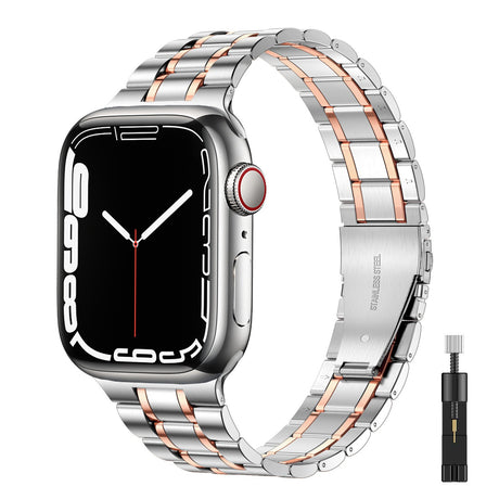 Suitable For Apple Watch S 3 4 5 iwatch S 7 8 9 Stainless Steel Metal Fine Steel Watch Chain With Five Beads - V.I.P Digital Presence