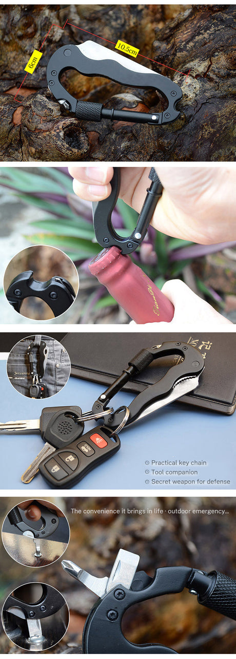 5 in 1 Outdoor Multi Function Mountaineering Buckle Fast Hanging Buckle Cross Screwdriver Carabiner Bottle Opener Wine Opener - V.I.P Digital Presence
