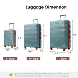 Hardshell Luggage Sets 3 Pcs Spinner Suitcase with TSA Lock Lightweight 20''24''28''  Green + ABS