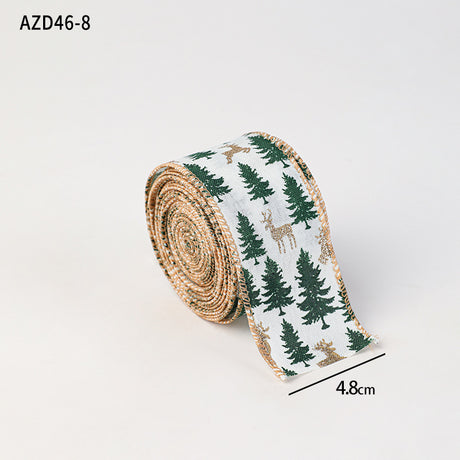 Christmas decoration ribbon, cedar pattern printed ribbon, bow tie, Christmas decoration ribbon, holiday ribbon - V.I.P Digital Presence