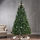 9' Glitter Bristle Mixed Hinged Tree with 72 Red Berry and 73 Pine Cones and 2099 tips,Dia:66 - V.I.P Digital Presence
