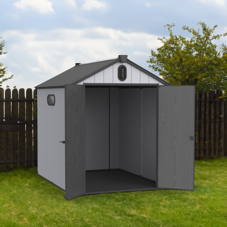 XWT012 6*8ft plastic storage shed for backyard garden big spire Tool storage - V.I.P Digital Presence