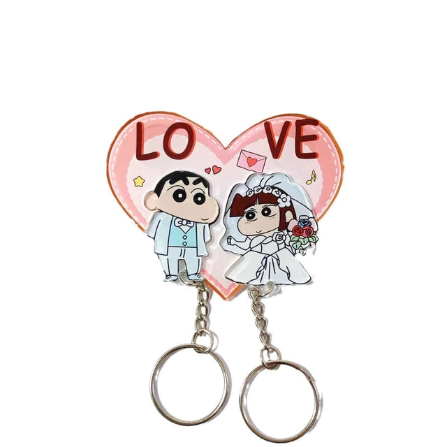 Crayon Shin chan couple keychain refrigerator sticker Simpson family flying house travel notes mobile castle couple pendant - V.I.P Digital Presence