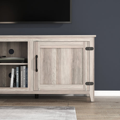 TV Stand Storage Media Console Entertainment Center With Two Doors, Grey Walnut - V.I.P Digital Presence