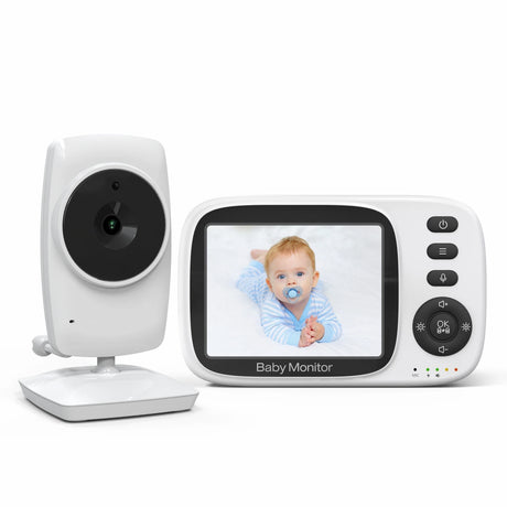 Video Baby Monitor 2.4G Wireless with 3.2 Inches LCD 2 Way Audio Talk Night Vision Surveillance Security Camera Babysitter - V.I.P Digital Presence