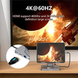 Concentrador/convertidor divisor USB 3.0 con puerto Gigabit Ethernet 4K/60 Hz, soporte giratorio de panel plano, estación de acoplamiento tipo C