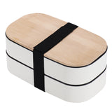 Japanese style simple bamboo lid double-layer sealed portable lunch box bento box with tableware - V.I.P Digital Presence