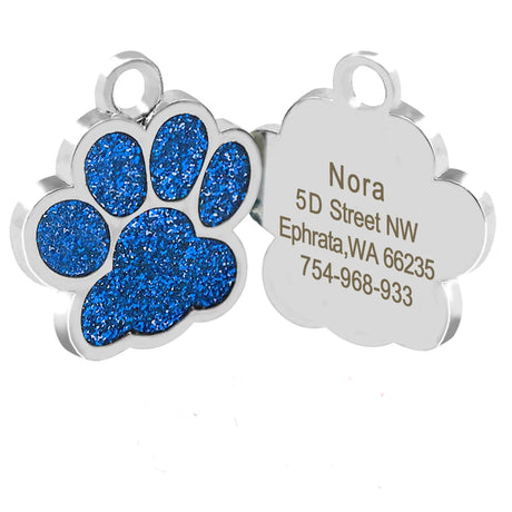 Personalized Dog Tags Engraved Cat Puppy Pet ID Name Collar Tag Pendant Pet Accessories Bone/Paw Glitter - V.I.P Digital Presence