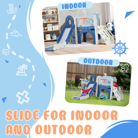 9-1 Toddler Slide Set,Kids Slide for Toddlers Ages 1+, Basketball Hoop, Tunnel and Storage Space, Pirate Ship Themed Slide - V.I.P Digital Presence