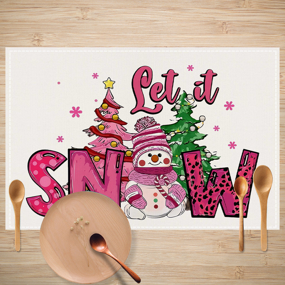 Cake linen placemat Christmas kitchen restaurant decoration insulation mat printed snowman table mat - V.I.P Digital Presence