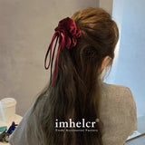 Vintage Velvet Long Ribbon Bow Large Intestine Hair Loop Head Rope Female - V.I.P Digital Presence