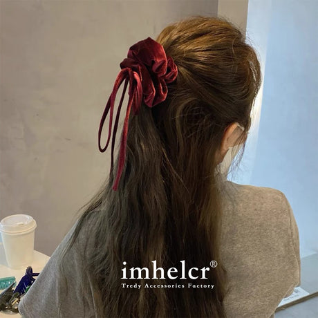 Vintage Velvet Long Ribbon Bow Large Intestine Hair Loop Head Rope Female - V.I.P Digital Presence