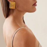 18K Gold-Plated Stainless Steel Square Shape Earrings - V.I.P Digital Presence