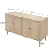 4 Door Accent Cabinet Sideboard Buffet Storage Cabinet with Adjustable Shelf for Entryway Living Room Bedroom - V.I.P Digital Presence