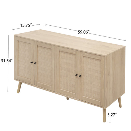 4 Door Accent Cabinet Sideboard Buffet Storage Cabinet with Adjustable Shelf for Entryway Living Room Bedroom - V.I.P Digital Presence