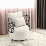 COOLMORE Upholstered Tufted Living Room Chair Textured Linen Fabric Accent Chair with Metal Stand - V.I.P Digital Presence