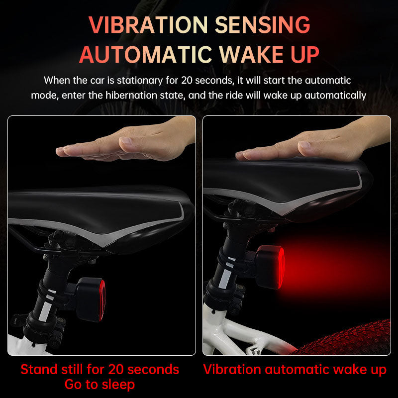 Intelligent induction brake bicycle taillight road mountain bike charging warning riding equipment square red taillight - V.I.P Digital Presence