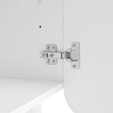 ON-TRANS Cream Style Shoe Cabinet with 5 Adjustable Solid Wood Legs, Large Storage Cabinet with Wave Doors, White - V.I.P Digital Presence