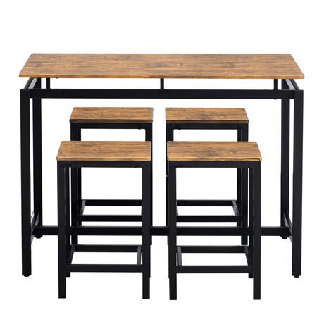 TREXM 5-piece compact bar table with table and stool - modern industrial design brown - V.I.P Digital Presence