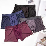 Modal Solid Ice Silk Antibacterial Underwear for Men's Mid Waist Breathable Four Square Corner Underwear - V.I.P Digital Presence