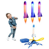Lanzacohetes de plástico para niños, juguete educativo de ciencia al aire libre, con aire a presión, multijugador, regalo, 3 cohetes