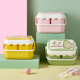 ins cartoon cute microwaveable large capacity double-layer portable lunch box lunch box - V.I.P Digital Presence