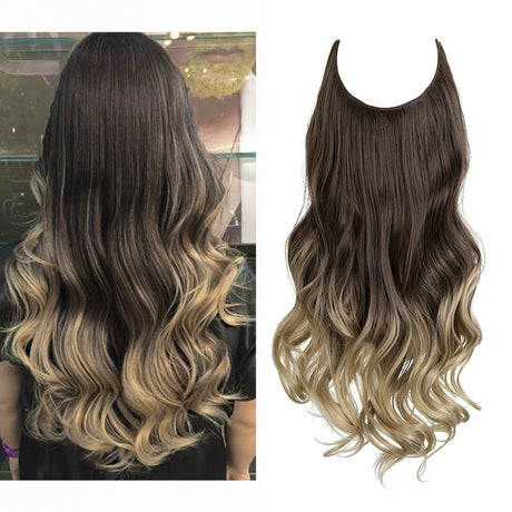 European And American Wig Piece Female Fishline Hair Extension Piece Chemical Fiber Matte High Temperature Silk Long Curly Human Hair - V.I.P Digital Presence