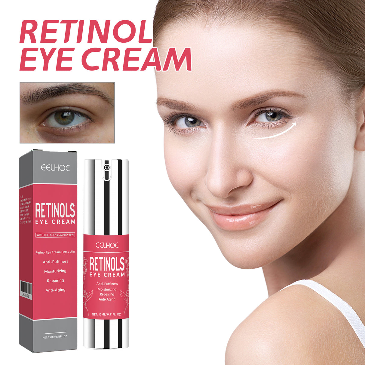 Retinol Eye Cream, Eye Skin Moisturizing Treatment Fade Fine Lines Dark Circles Elastic Firming Eye Cream - V.I.P Digital Presence