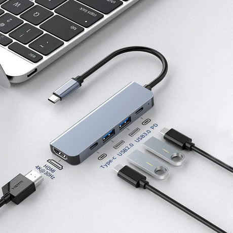 5-in-1 Type-C to HDMI Adapter USB C HUB 4K30Hz PD100W Docking Station USB-C 3.1 Splitter for MacBook iPad Pro Huawei USB 3.0 HUB - V.I.P Digital Presence