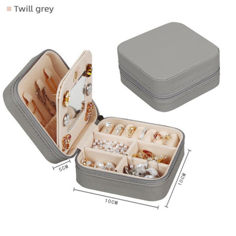 Portable Leather Jewelry Box Candy Color Travel Storage Upgrade With Mirror Earrings Rings Display Organizer Mother's Day Gift - V.I.P Digital Presence