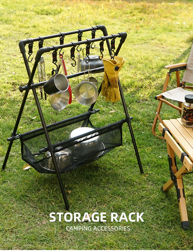 Estante plegable para acampar al aire libre, tendedero para coche de camping, red de secado, tendedero, estante de almacenamiento