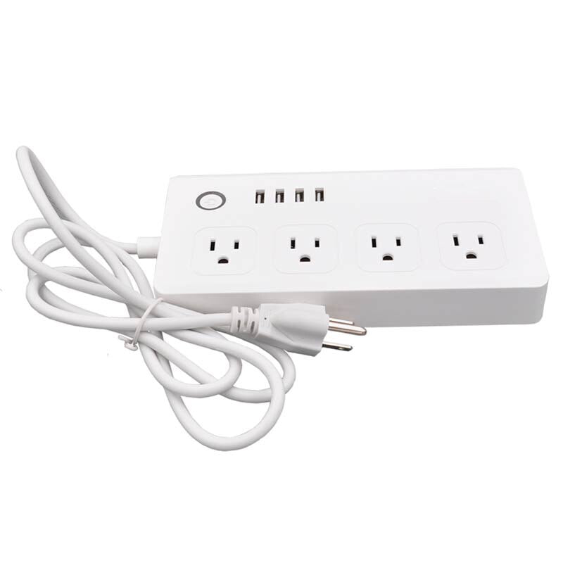 Regleta de enchufes inteligente, extensión con WiFi y múltiples tomas de corriente, 4 USB y 4 enchufes de CA con control individual de Tuya. 