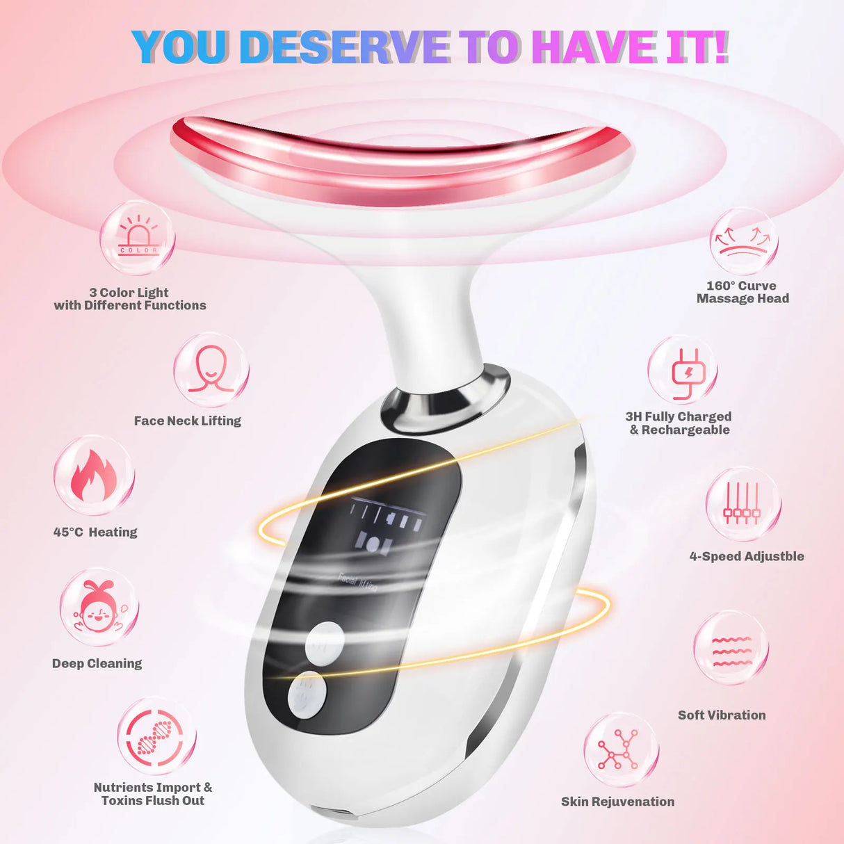 EMS Neck Face Lifting Beauty Device Vibration Massager LED Photon Therapy Skin Tighten Wrinkle Removal Skin Care Tools - V.I.P Digital Presence
