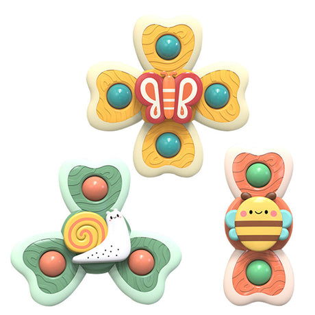 3pcs cartoon baby bath toy bee butterfly snail insect cute rotating fidget spinner toy with suction cup for kids gifts wholesale - V.I.P Digital Presence