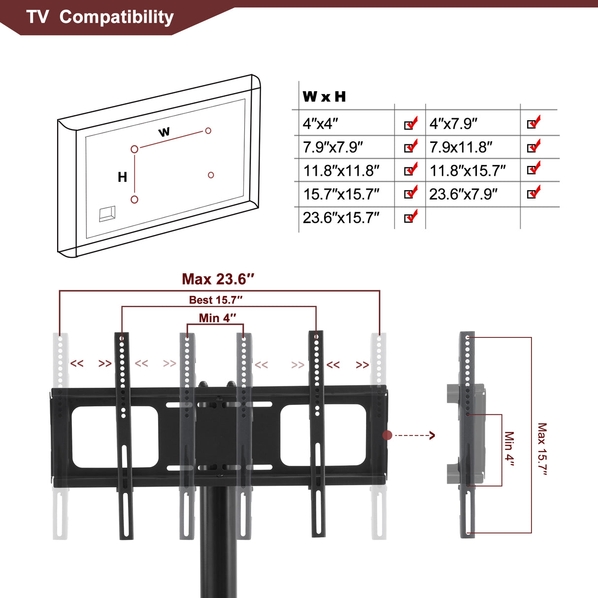 35.4 inch Black Multi-function TV Stand Height Adjustable Bracket Swivel 3-Tier - V.I.P Digital Presence