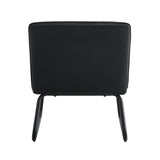 Black minimalist armless sofa chair with PU backrest paired with black metal legs
