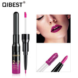 QIBEST2 In 1 Lip Gloss + Lip Pencil Matte Non Stick Liquid Lipstick Double Head Lip Gloss Pen - V.I.P Digital Presence