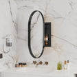20x34 inch oval embedded medicine cabinet, metal frame bathroom cabinet with mirror and adjustable shelf matte black - V.I.P Digital Presence