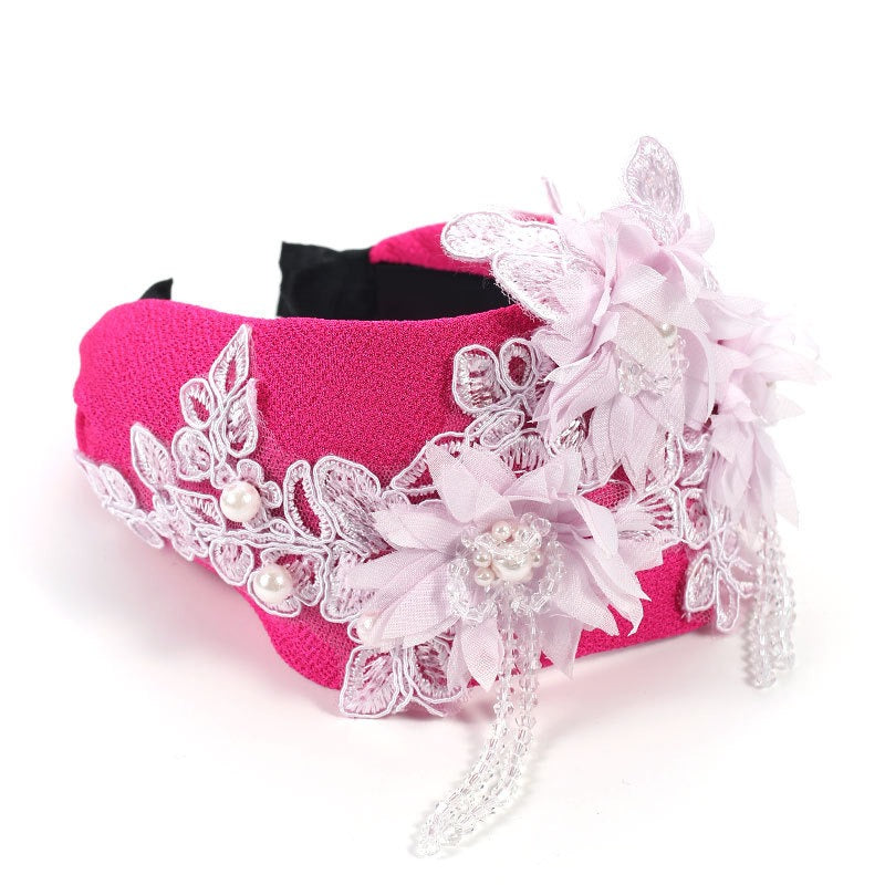 Fashionable handmade embroidery three-dimensional simulation crystal flower hair hoop - V.I.P Digital Presence