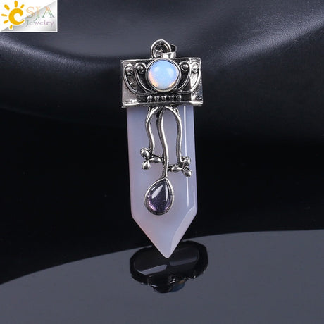 CSJA Vintage Large Natural Stone Sword-Shaped Pendant Jewelry Striped Crystal Agate Tiger Eye Jewelry Pendant Without Chain - V.I.P Digital Presence