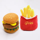 Cute Cat Plush Sound Toy - Adorable Cat Toy with French Fries and Hamburger for Small and Medium Dogs and Teddy Bears - V.I.P Digital Presence