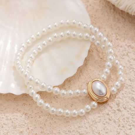 White anklets double-layer ankle bracelet with high-end and personalized bead, turquoise imitation pearl ankle chain - V.I.P Digital Presence