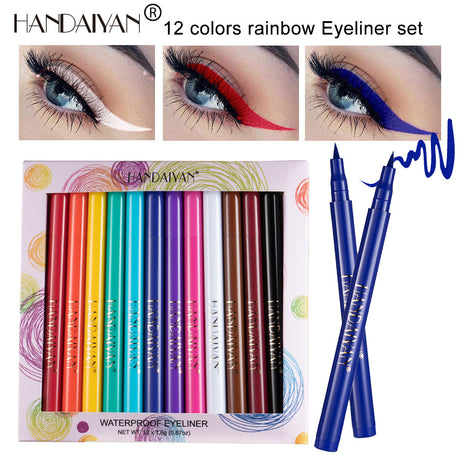 HANDAIYAN 12 Color Matte Color Eyeliner Quick-Drying And Not Easy To Smudge Liquid Eyeliner Pen 12 Pack Eyeliner - V.I.P Digital Presence