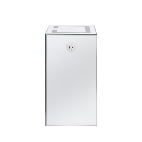 U-Can 15.7 "W silver rectangular mirror coffee table with wireless and USB charging function, LED lights, crystal style handle - V.I.P Digital Presence