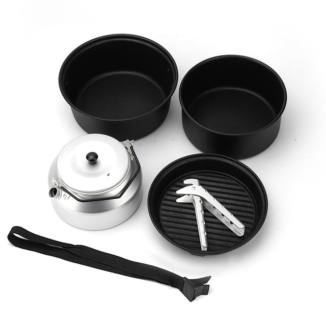Non-stick coating aluminum alloy cover pot kettle lightweight portable camping pot frying pan outdoor picnic pot set - V.I.P Digital Presence